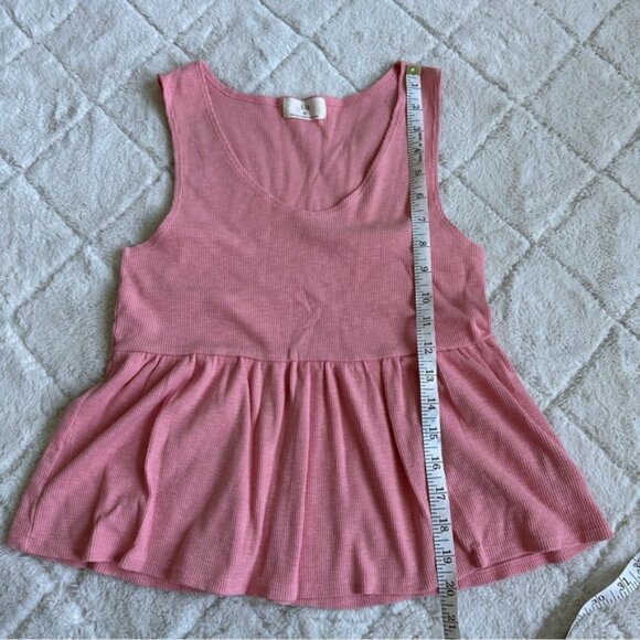 T.La X Anthropologie | Pink Ribbed Striped peplum Knit Tank Top | Size Small - Picture 11 of 11